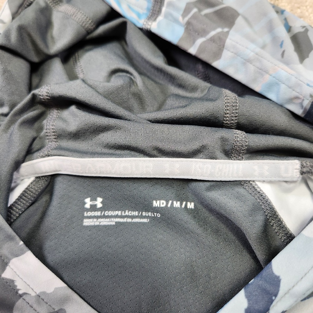 Under Armour Hoodie Men Medium Lightweight Iso Chill Shorebreak Camo Fishing UPF - Picture 3 of 10